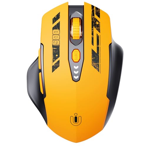 Uineer Bluetooth Mouse, Tri-Mode Wireless, Rechargeable, 3-Device Switch | Dual Bluetooth plus 2.4G connectivity, 3-device switching and a visible rechargeable battery level. - color: Yellow Black