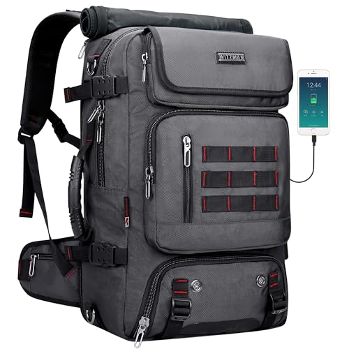WITZMAN Carry on Travel Backpack for Men Airline Approved Fits 16" Laptop | Nylon 3 in 1 Luggage Duffle Bag with USB Charging Port, Shoe Compartment, For Weekend Getaway, Overnight Trip, B682 Grey - color: 03.silvery Grey