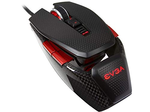 EVGA TORQ X10 Carbon Gaming Mouse/Customizable/8200 DPI/5 Profiles/9 Buttons/Ambidextrous (901-X1-1102-KR),Black; red - style: X10 Carbon Fiber