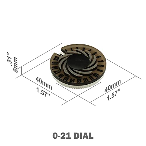 LITKO Life Counter Dial 0-21 | Compatible with MTG & D&D | Bronze (65) | Single 40mm round | Transparent, laser-engraved Spiral pattern | Tracks HP, health & resources | No assembly, ready to use - color: Transparent Bronze