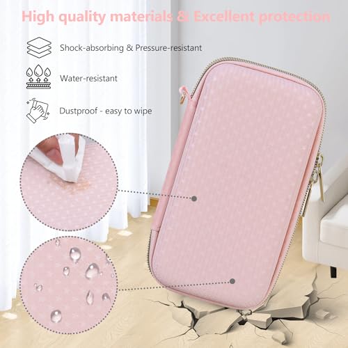 Supmay Hard Carrying Case Compatible with Nintendo DS Lite NDSL, Gameboy Advance Games Storage Holder Travel Bag with Mesh Pocket for USB Charging Cable, Stylus, Earphones, Game Cartridge, Pink - color: Pink Star