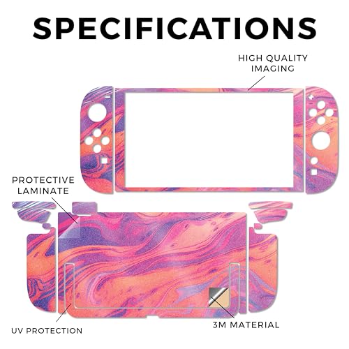 Glossy Glitter Gaming Skin Compatible with Nintendo Switch 2 Console Only - Sunset Flow - Premium 3M Vinyl Protective Wrap Decal Cover - Easy to Apply | Crafted in The USA by MightySkins - color: Sunset Flow, size: Switch 2 Console Skin Only, style: Gloss