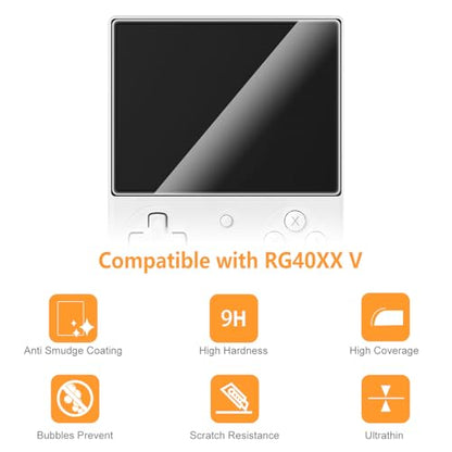 Hianjoo 3-Pack Screen Protector Compatible with ANBERNIC RG40XX V Handheld Game Console 4", [HD Clarity] [9 Hardness] [Anti-Scratch] Tempered Glass