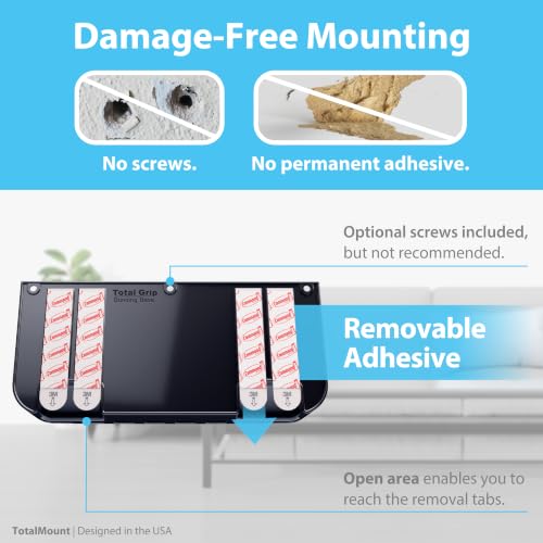 TotalMount Drop-Free Remote Holder – Removable Adhesive Strips – XL Black | Designed in the USA – Simply Put the Remotes In – No Tricky Magnet Alignment Needed (Holds 3 or 4 Remote Controls) - color: Black