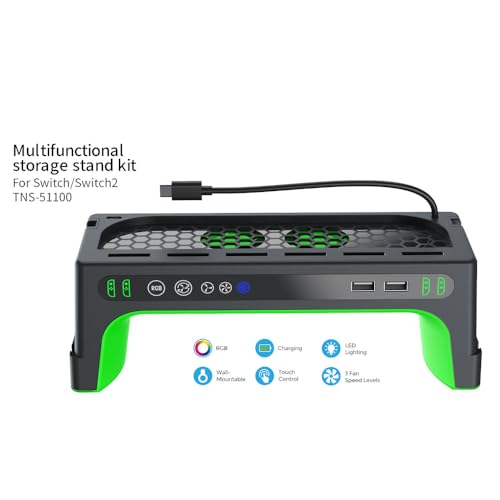 Stand for Switch 2 Game Console Cooling Fan with RGB Lighting Heat Sink Base for Switch Station Dock