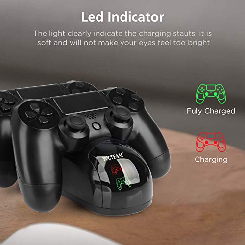 PS4 Controller Charger, Upgraded Fast-Charging Port Docking Station Stand for PS4 / P4 Slim/PS 4 Pro Controller, Black
