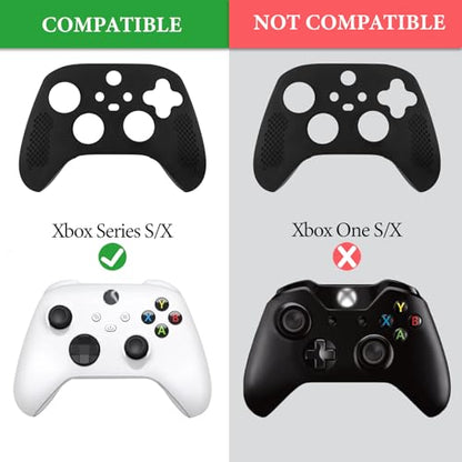 Geekria Silicone Controller Skin Compatible with Xbox Series X/S, Ergonomic Soft Anti-Slip Handle Protective Cover, Replacement Sleeve Gaming Accessories (Black)
