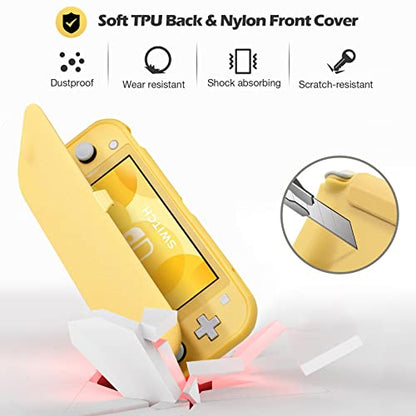 ProCase Flip Cover for Nintendo Switch Lite with 2 Pack Tempered Glass Screen Protectors, Slim Protective Case with Magnetically Detachable Front Cover for Nintendo Switch Lite 2019 -Yellow - color: Yellow