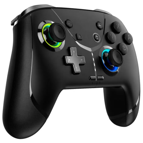 aghi Switch 2 Pro Controller with Hall Effect Joysticks and One Key Wake Up | Wireless Game Controller for Switch 2/Switch/Lite/OLED, with Turbo, Dual Vibrations, Loop Macro, 6-Axis Gyro, 800mAh, Black - color: Black