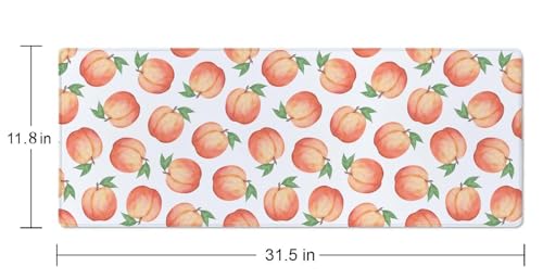 Gaming Mouse Pad, XL Extended Computer Keyboard Long Mouse Mat, Large Desk Pad for Office Laptop, Non-Slip Rubber Base with Stitched Edge Mousepad, 31.5X11.8 inch Watercolor Peaches - color: Watercolor Peaches