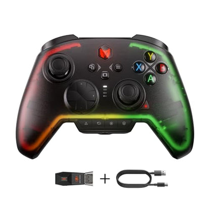 BIGBIG WON Wireless Controller, Rainbow 2 Pro PC Controllers Motion Aiming, Hall Triggers, ALPS Joystick, Custom Button, 3.5mm Audio Gaming Controller for PC Windows/Android/iOS/Switch Controllers - color: 5.Rainbow 2 Pro with Adapter