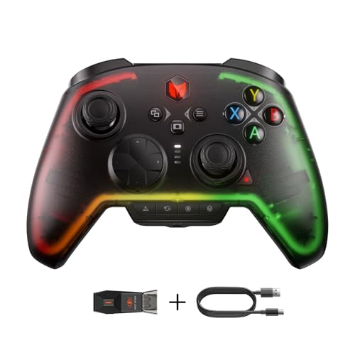 BIGBIG WON Wireless Controller, Rainbow 2 Pro PC Controllers Motion Aiming, Hall Triggers, ALPS Joystick, Custom Button, 3.5mm Audio Gaming Controller for PC Windows/Android/iOS/Switch Controllers - color: 5.Rainbow 2 Pro with Adapter