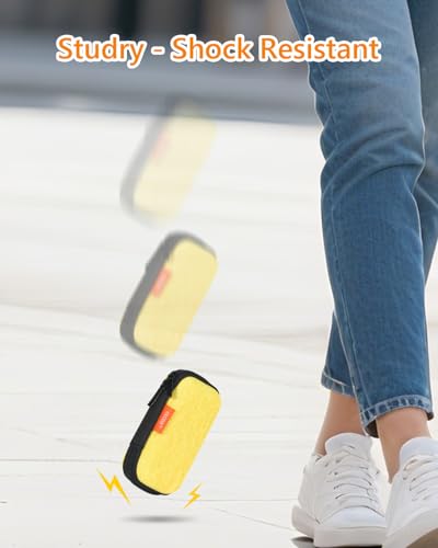 Gold-Yellow Mini Earbud Case, Cute Protective Pouch for Apple Airpods | Fits Samsung Galaxy Buds, JBL, Sony, Cable, Card, Earplugs, Heart Monitor, Small Hard Shell Bag - color: Gold-Yellow