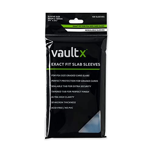Vault X Exact Fit Slab Sleeves (100 Pack) for PSA CGC MGC Graded Cards | Fits PSA, CGC & MGC graded slabs & cases. Crystal-clear, acid-free protective sleeves. 100-pack for graded card collectors. - size: PSA Fit 100 pack