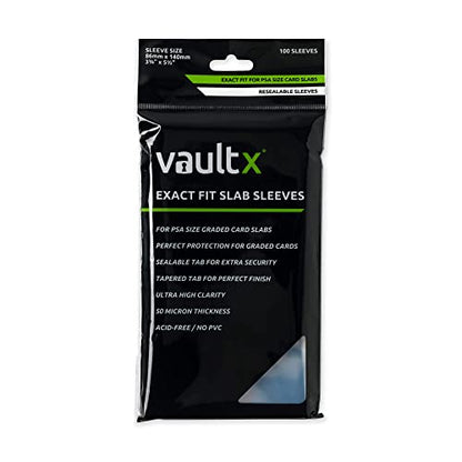 Vault X Exact Fit Slab Sleeves (100 Pack) for PSA CGC MGC Graded Cards | Fits PSA, CGC & MGC graded slabs & cases. Crystal-clear, acid-free protective sleeves. 100-pack for graded card collectors. - size: PSA Fit 100 pack