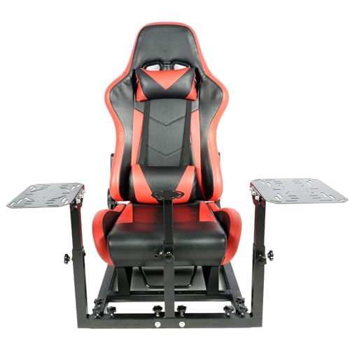Gazzyt Flight Simulator Cockpit with Red Race Seat Compatible with Logitech X52, for Thrustmaster,for Hotas Honeycomb Warthog,Not Included Throttle and Joystick