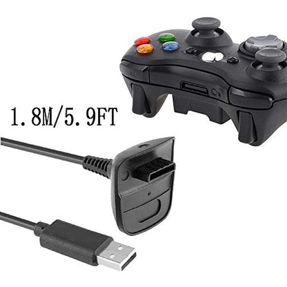 Reiso 2 Pack USB Charging Cable Wireless Charger for Xbox 360 Wireless Controller (Black)