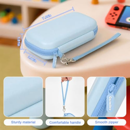 casmilee Handheld Game Console Case for WELLST·G/TaddToy/Beijue | Hard Shell, Padded Divider and Mesh Pocket, Carabiner Carry, for Kids and Adults, Case Only, Light Blue - color: Light Blue