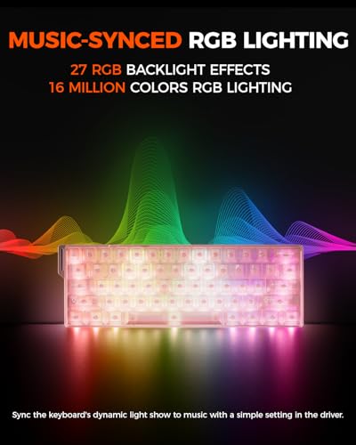 DAREU COOL60 60% Hall Effect Gaming Keyboard with Magnetic Switch, SOCD, 0.01mm Actuation Adjustable Rapid Trigger,8000 Hz Polling, Frosted Transparent Keycaps, Hot-swap, RGB Backlit - color: Pink