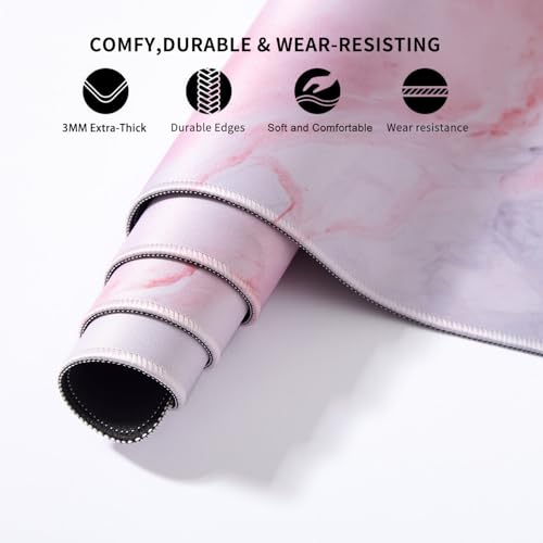 Pink Marble Mouse Pad, Pad para Mouse, Keyboard and Mouse Mat for Desk, DOBAOJIA Large Mouse Mat, Spill-Proof Surface and Anti-Skid Base, XL 27.6” x 11.8” 70 x 30cm - color: Pink Marble1, size: 27.6L x 11.8W inches