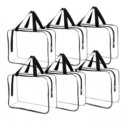 6 Pcs Storage Bags with Zipper - Large Board Game Storage with Labels, Clear & Waterproof Toy Organizer for Building Blocks, Puzzles (Black)