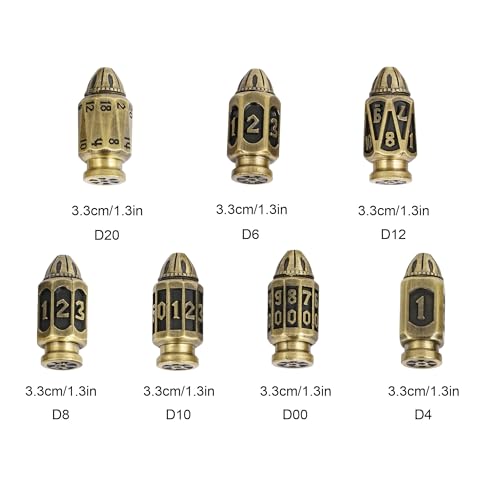 UDIXI Metal DND Bullet Dice Set, Polyhedral Metal Dice Set for D&D RPG | Ancient Bronze Color, Magazines Container and PU Leather Bag, for Dungeons and Dragons Role Playing Games and Tabletop Games - color: Ancient Bronze