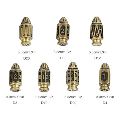 UDIXI Metal DND Bullet Dice Set, Polyhedral Metal Dice Set for D&D RPG | Ancient Bronze Color, Magazines Container and PU Leather Bag, for Dungeons and Dragons Role Playing Games and Tabletop Games - color: Ancient Bronze