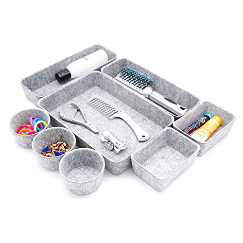Welaxy 8-piece desk drawer organizer trays felt shallow bin Gray Minimalist - color: Gray