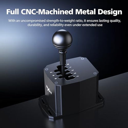 PXN SF U H-Pattern Shifter, 7+R CNC Metal Gear Shifter | Dual Hall Sensors, Spring-Ball Mechanism, USB & PXN Base Compatible for PC Sim Racing