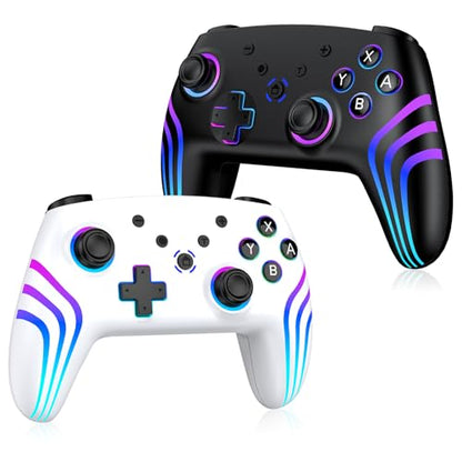 VidPPluing 2 Pack Switch Controllers, RGB Switch 2 Controller for Nintendo Switch/Switch 2/Lite/OLED, Wireless Pro Controller with Motion Sensor/Dual Vibration/Turbo/Wakeup - color: Black & White