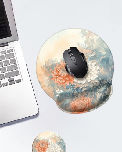 Mouse Pad with Wrist Support, Ergonomic Mouse Pad with Memory Foam Wrist Rest Cushion, Non-Slip Rubber Base Gaming Mice Pad for Home Office Computer Laptop,Aesthetic Flower - color: Aesthetic Flower