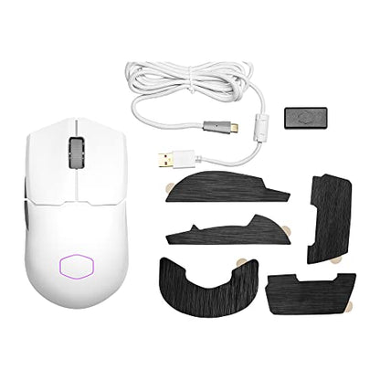 Cooler Master MM712 Wireless Gaming Mouse White with Adjustable 19,000 DPI, 2.4GHz and Bluetooth, Ultraweave Cable, PTFE Feet, RGB Lighting and MasterPlus+ Software - style: MM712 Wireless White