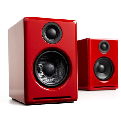 Audioengine A2+ Wireless Computer Speakers – Bluetooth Desktop Speakers | with 24-Bit DAC for PC, Mac, Gaming and Music - Red - color: Red, style: Desktop