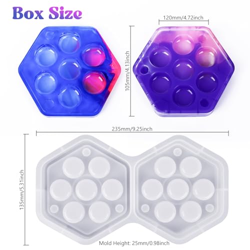 KISREL Dice Resin Molds, DND Dice Set and Organizer Box Epoxy Resin Mold with 7 Standard Stereoscopic Dice Cavities, Silicone Molds for Resin, DND Dice Set Making Kit, Table Board Game - size: Dice Resin Molds - 7pcs