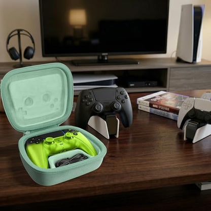Baval Hard Case for Playstation 5 PS5 DualSense Wireless Controller | Protective Storage Box, Specifically Design for PS 5 Controller, Soft Velvet Lining, Customized Slots, Snug Fit, Green Case - color: Green Hard Case