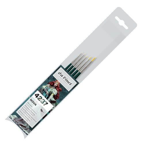 da Vinci Watercolor Series 4237-5 Brush Miniature Set - Nova Synthetics Multi-Media Mini Rounds - Contains Series 1570 Sizes 10/0, 5/0, 3/0, 0, & 2 - Made in Germany - style: Nova Mini Round Set 1