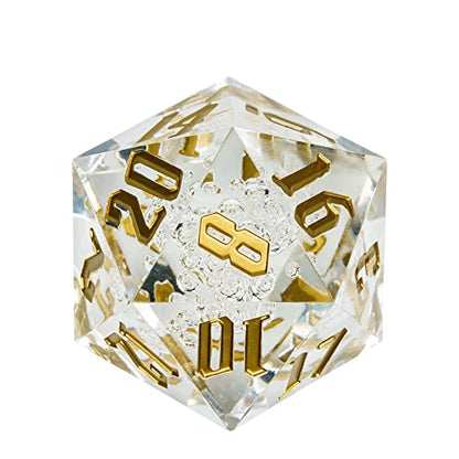 55mm 20 Sided DND Dice, Giant D20 D&D Polyhedral Dice Large D20 with Die Gift Box for Dungeons and Dragons, RPG Table Games (Transparent Bubbles) - color: Transparent Bubbles