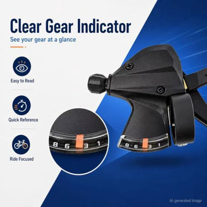 SL-M315-8 Speed Bike Shifter Right Thumb Gear Shifter | Bicycle Shift Lever MTB Mountain Bike Shifter Trigger Shifter Commuter Folding Hybrid Bike Gear Shifter with Gear Indicator - color: SL-M315-8R