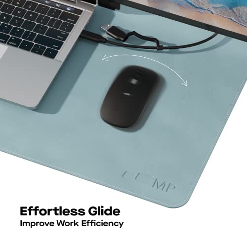 Mobile Pixels PU Leather Protective Desk Mat (Haze Blue) | Spill-resistant, Waterproof, Non-slip base, Stitched Large Extended Pad, Mouse and Monitors for the Home/Office 31.5"x15.75" - color: Haze Blue