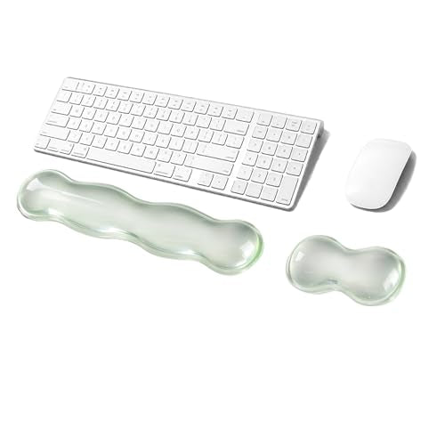 Gel Keyboard Wrist Rest Set, Clear Wrist Rest for Keyboard and Mouse, Ergonomic Keyboard Mouse Wrist Rest for Typing Pain Relief, Suitable for Office, Gaming, Computer, Laptop - Transparent Green - color: Wavy Green Set
