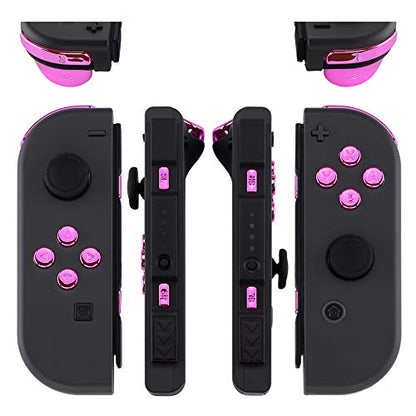 eXtremeRate DIY Full Set Buttons for Nintendo Switch & Switch OLED, Chrome Pink Glossy Replacement Buttons for JoyCon, ABXY Direction Keys SR SL L R ZR ZL + - Home Capture Trigger Buttons Springs - color: Chrome Pink