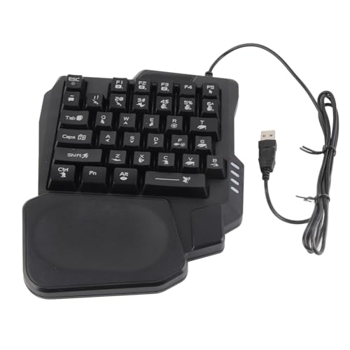 One Handed Gaming Keyboard, RGB Backlit 35 Keys Portable Mini Gaming Keypad Wide Palm Rest Wired USB Single Handed Keyboard for Computer Mobile Games