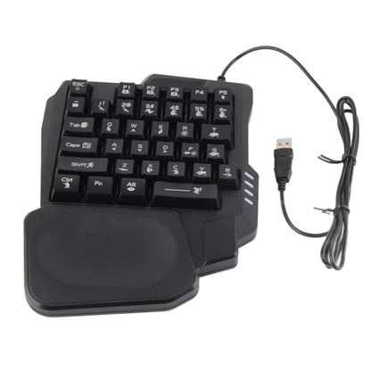 K13 One Handed Gaming Keyboard, 35 Keys Single Hand Keyboard with Wide Palm Rest & 3 Color Backlight, Mini Mechanical Gaming Keypad for Computer Mobile Games, Black