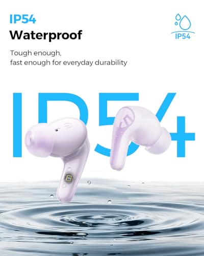 SoundPEATS C30 - True Wireless Earbuds - Bluetooth Headphones 6.0 - Pink | Hybrid ANC LDAC Hi-Res Audio 52H Playtime -52dB Adaptive Noise Cancelling 6-Mic Clear Call 12mm Driver Multi-Point IP54 - color: Pinkish Purple