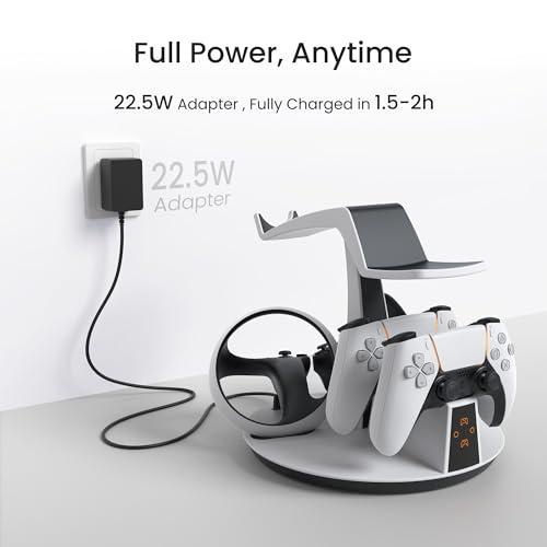 KIWI design D2 3-in-1 Controller Charging Station for PSVR2 and PS5 | VR Display Stand, LED-Charging Indicator