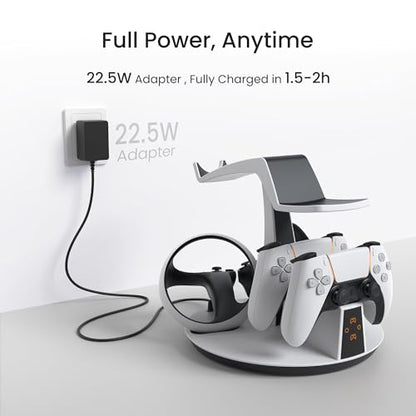 KIWI design D2 3-in-1 Controller Charging Station for PSVR2 and PS5 | VR Display Stand, LED-Charging Indicator