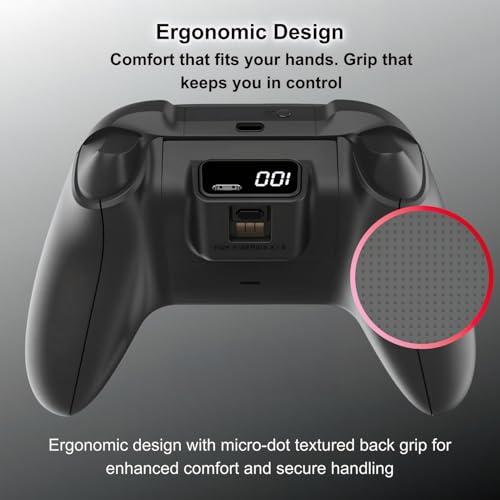 CRUAYA Wireless Gaming Controller Compatible with Xbox Series X|S, Xbox One and Windows PC with Rechargeable 1400mAh Battery Display, Bluetooth Gaming Controller, USB-C, 3.5mm Audio Jack, Black and Red Design