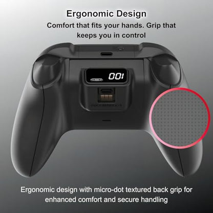 CRUAYA Wireless Gaming Controller Compatible with Xbox Series X|S, Xbox One and Windows PC with Rechargeable 1400mAh Battery Display, Bluetooth Gaming Controller, USB-C, 3.5mm Audio Jack, Black and Red Design