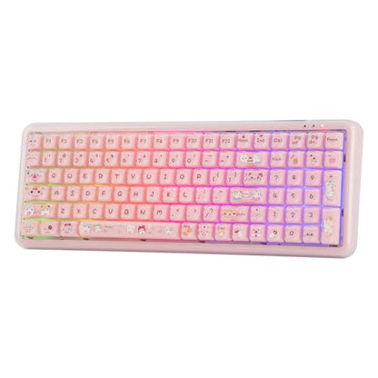 MechLands X Maorbeng X100 PRO Membrane Gaming Keyboard with Number Pad, RGB Backlits, Wireless Computer Keyboard with 5000mAh Battery, BT/2.4G/USB-C Wired, 96% Layout for Windows/Mac/PC (Pink) - color: Pink