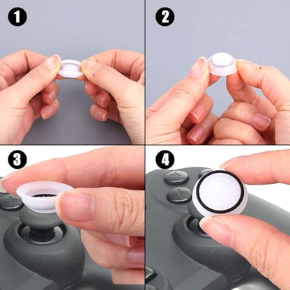 4pcs Thumb Grips, Full Protection Anti-Slip Anti-Scratch Anti-Fingerprint Protective Cover Thumb Joystick Cap Compatible with Xbox Series X/S Xbox One Switch Pro Controller(White) - color: white